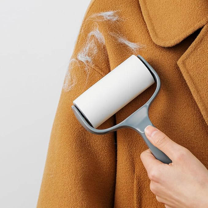 Lint Roller for Couch Furniture Dog Cat Bed Balliard Table Lint Remover for Pet Hair Ergonomic T Handle with 4 Extra Sticky Rolls (Navy Black)