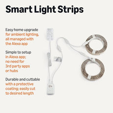 Amazon Basics Smart LED Light Strip, 32.8 Feet (2 Rolls of 16.4 Feet), RGB + Tunable White, Works with Alexa Only, 2.4 GHz Wi-Fi, No Hub Required