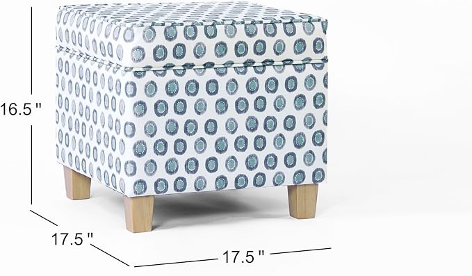 Homepop Home Decor | K7342-A876 | Classic Square Storage Ottoman with Lift Off Lid | Ottoman with Storage for Living Room & Bedroom, Small Multi Green Medallion Ikat Print