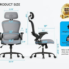 TRALT Office Chair - Ergonomic Office Chair with Back Support, Home Office Desk Chairs, 330lbs Wide Seat Big and Tall Office Chairs with Headrest, Comfy Desk Chairs (Grey Black)