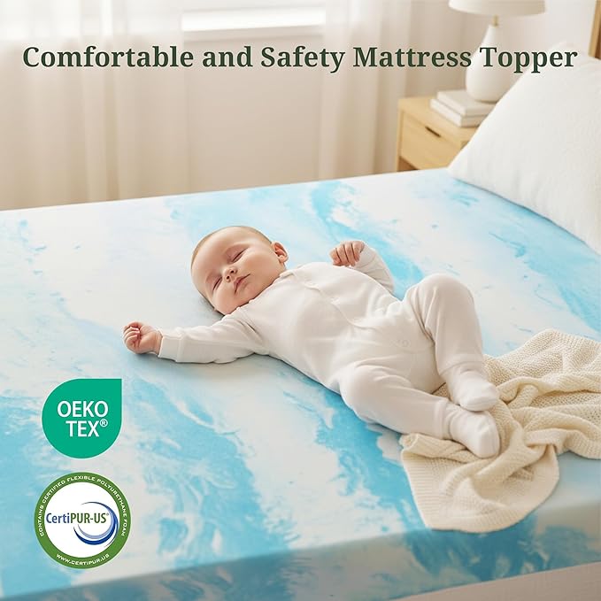 Memory Foam Mattress Topper Full - 3 Inch Gel Infused Bed Toppers, Pressure Relief Mattress Pad for Dorm Room, CertiPUR-US Certified