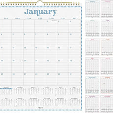 PAPERAGE 2026 Calendar, 12 Months (January 2026 - December 2026), Large (11.4 in x 14.76 in), Spiral Bound, 2026 Vertical Wall Calendar with Monthly & Yearly Views, Premium Paper - Pastel