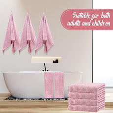 16 Pack Microfiber Bath Towels Bulk 27'' x 60'' Oversized Size Bath Towel Highly Absorbent Extra Large Soft Drying for Shower Beach Winter Salon Sport Gym Party (Pinstripe,Pink)
