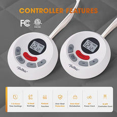 Heated Mattress Pad Queen Size,Dual Controller Electric Mattress Pad with Preheat Functions,Bed Warmer with 12 Heat Settings & 1-12 Hours Auto Shut Off,Machine Washable(60