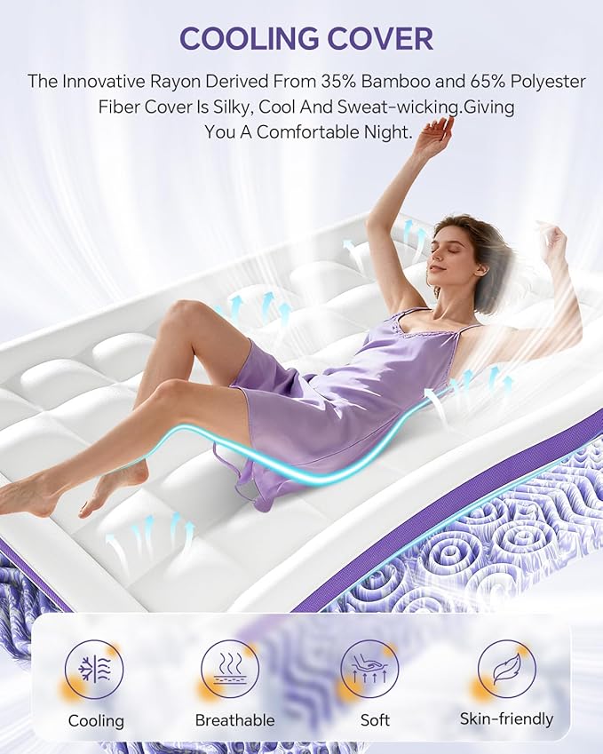 Dual Layer 4 Inch Memory Foam Mattress Topper King - 2 Inch Gel Memory Foam and 2 Inch Pillow Top Mattress Pad, 7-Zone Egg Crate Mattress Topper