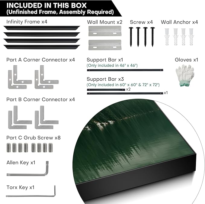 46"x46" XL Framed Wall Art - Misty Forest Landscape Green Pine Trees (Frame Assembly Required)