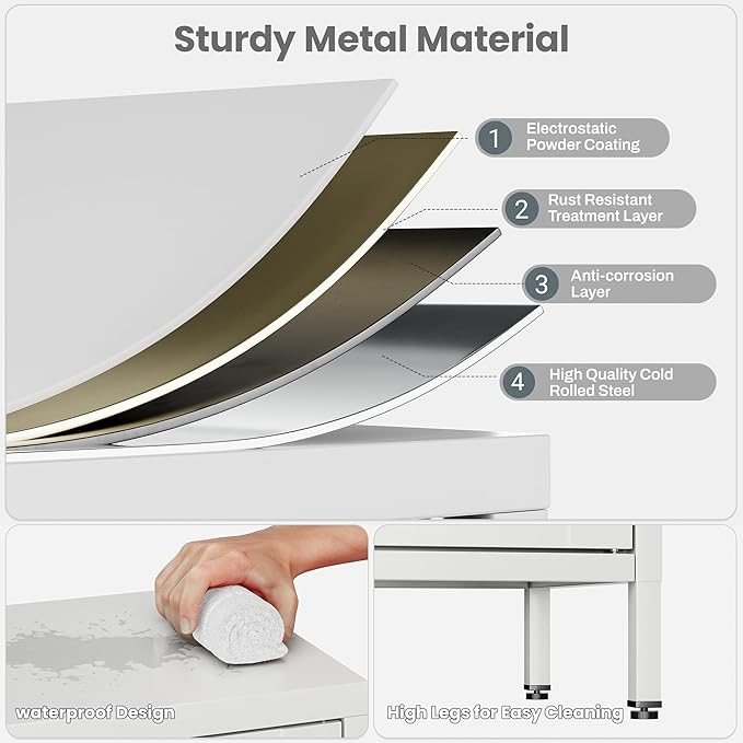 31.5"H Metal Bathroom Cabinet,Short Bathroom Storage Cabinet with Doors,Floor Locker,White Small Cabinets with 2 Adjustable Shelves & 4 Doors,Pantry Food Cabinet for Hallway,Home Office, Kitchen