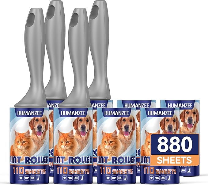 Lint Rollers for Pet Hair Extra Sticky, 880 Sheets Mega Value Set with Reinforced 4 Handles and Tough Paper, Lint Roller for Clothes, Sofa Bed, Car Seat, and More