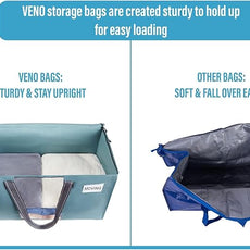 VENO 8 Pack Moving Bags, Christmas Storage Bins, Moving Boxes Alternative, Comforter and Blanket Storage Bags, College Dorm Packing Supplies, Foldable Heavy-Duty Tote (Shiny Light Blue, 8 Pack)