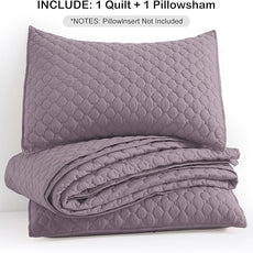 HORIMOTE HOME Quilt Twin Size Grayish Purple, Lightweight Quilt for Summer Ultra-Soft Microfiber Modern Style Quilted Clouds Pattern Bedspread Quit Set 2 Pieces (1 Quilt and 1 Pillow Sham)