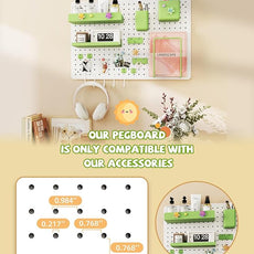 Metal Pegboard Kit — Carbon Steel Pegboards with 26 Accessories, Pegboard Wall Organizer for Home, Office, Study Room, Kitchen, Craft Room & Gaming Setup— 24″ × 16″ White Peg Board