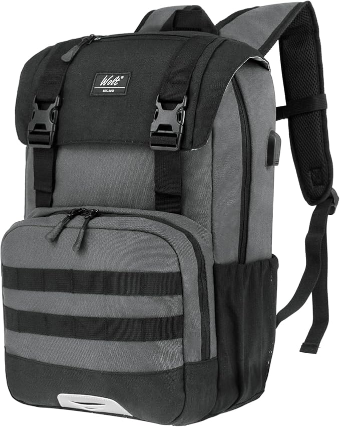 WOLT Laptop Backpack with USB Charging Port Fits Up to 17 Inch Laptop, College Backpack for Men Women, Computer Business Bookbag, Grey