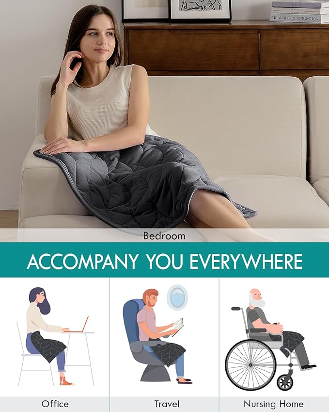 Kaisa Weighted Lap Blanket 5 lbs 23" x 29", Cozy Luxury Crystal Velvet Small Weighted Blanket for Adults, Portable Travel Weighted Blanket for Relaxation, Ideal Gifts for Christmas New Year, Gray