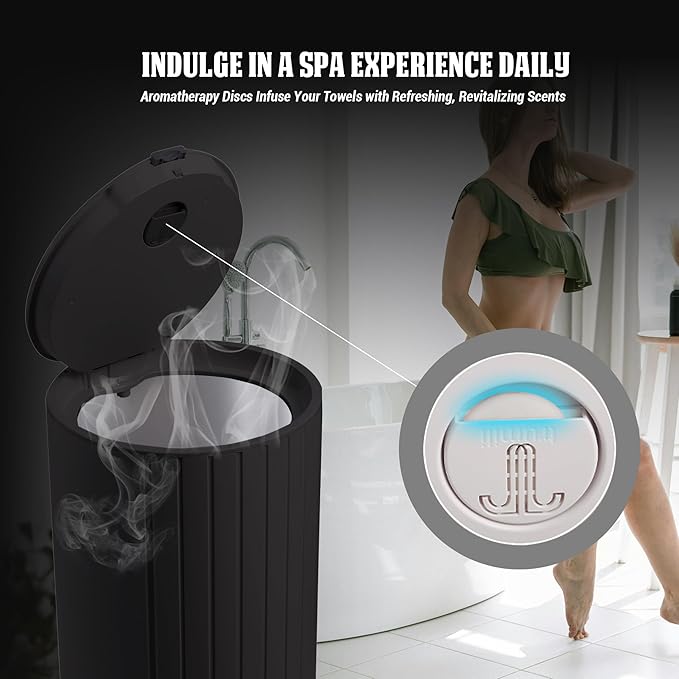 Phantomgogo Electric Towel Warmers for Bathroom Towel Heater Bucket Blanket Warmers for Home Bathrobes Warmer 27L Large Towel Warmer Bucket with Rapid Heating Technology (Black)