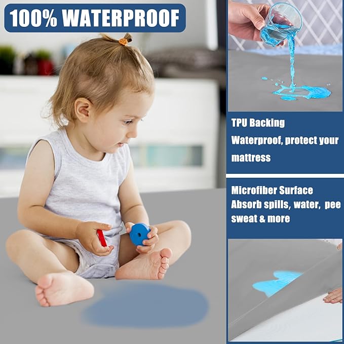 Waterproof Mattress Protector King Size, Breathable Mattress Cover, Fitted Deep Pocket Mattress Pad Cover Stretches up to 21 Inches, Soft Noiseless Bed Cover