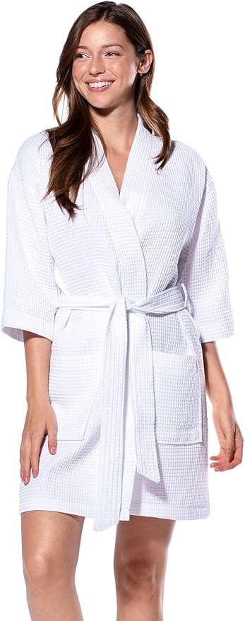 Turquaz Lightweight Short Robes For Women Waffle Kimono Bathrobe - Soft, Fast-Drying, Long-Lasting Cotton Blend