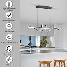 Modern LED Pendant Lights, 47in Chandelier Dimmable with Remote Control 3000k-6000K Adjustable Color Temperature, Aluminum Island Lighting Lamp Fixture for Kitchen, Dining Room, Billiard Room