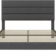 SHA CERLIN Queen Platform Bed Frame with Upholstered Fabric Headboard, Mattress Foundation with Strong Wooden Slats Support, No Box Spring Needed, Grey