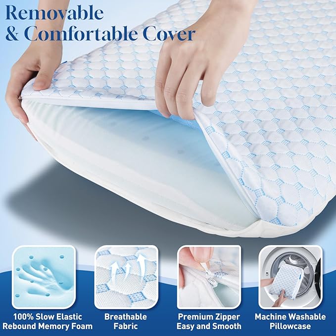 CloudBliss Ultra Slim 3.3” Pillows for Side | Back | Stomach Sleepers, Memory Foam Flat Pillow, Low Profile Sleeper Pillows with Double Sided Comfortable Breathable Pillow Cover, Standard