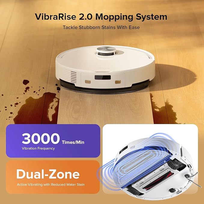 roborock Q10 S5 Robot Vacuum and Mop Cleaner, 10000Pa HyperForce Suction, Dual Anti-Tangle System, Auto-Lifting Mop, ReactiveTech Obstacle Avoidance, App Control, for Pet Hair and Carpet, White