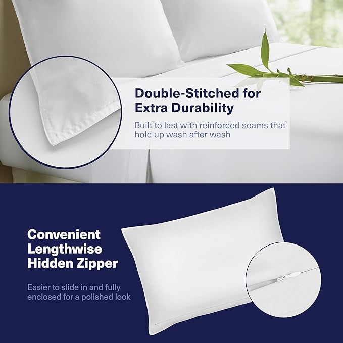 Kickoff Viscose Bamboo Sheets Full Size 4-pc 100% Organic Bamboo Viscose Bed Cooling Sheets Full Size Set Cool Bedding for hot Sleepers Sheet, Flat, Fitted, Pillowcases (Snow White, F) KickoffHome