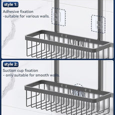 YASONIC Shower Caddy Hanging, Never Rust Shower Organizer Hanging, Aluminum Shower Racks for Inside Shower with Hooks for Razor, Bathroom Organizers and Storage with Soap Holder, Grey