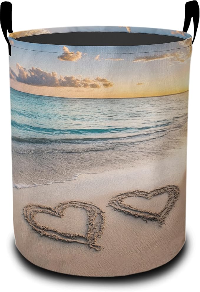 Laundry Basket-Starfish On A Beach Sand Foldable Waterproof Oxford Cloth Funny Tote Bag Laundry Hamper Clothes Storage Bucket Organizer For Bathroom/Laundry Storage/Bedroom Storage Basket