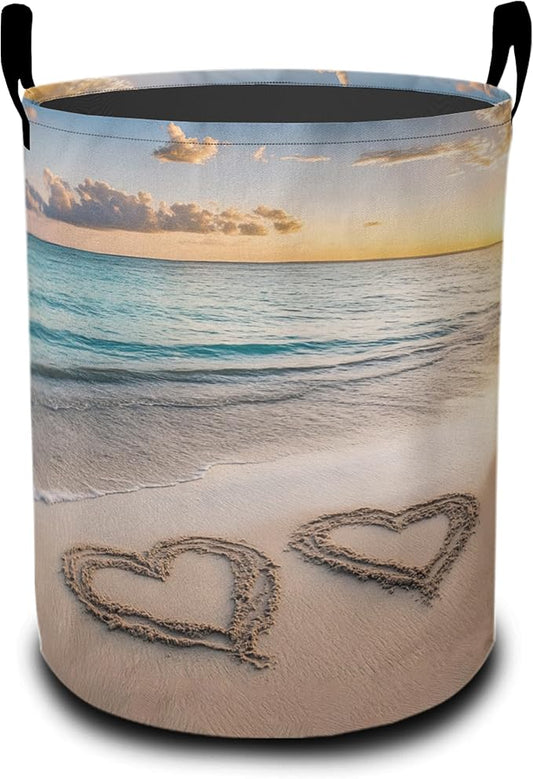 Laundry Basket-Starfish On A Beach Sand Foldable Waterproof Oxford Cloth Funny Tote Bag Laundry Hamper Clothes Storage Bucket Organizer For Bathroom/Laundry Storage/Bedroom Storage Basket