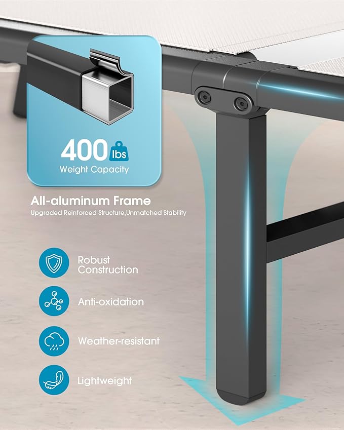 Ciokea Upgraded Aluminum Outdoor Lounge Chair - No Assembly Needed, Foldable Patio Chaise Lounge with 5 Adjustable Positions, Reinforced Frame for Extra Durability, Pool Beach Lounge Chair, White