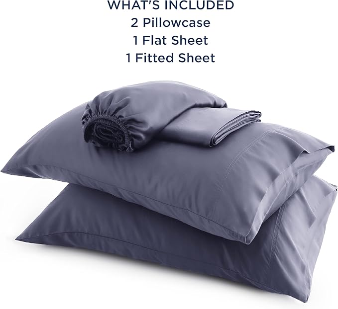 Bedsure Cooling Sheets for Full Size Bed, Viscose Derived from Bamboo, Deep Pocket up to 16", Breathable Soft Bed Sheets & Pillowcases, Dark Grey