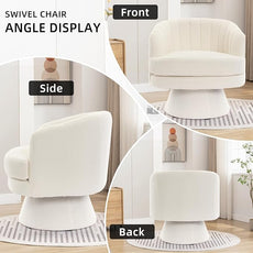 CANMOV Swivel Accent Chair with Armrest, Modern 360 Degree Swivel Barrel Chair with Curve Back and Soft Cushion,Comfy Round Sherpa Teddy Armchair Single Sofa for Living Room,Bedroom,Waiting Room,Beige