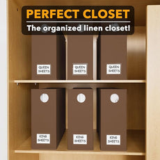 SpaceAid 6 Pack Bed Sheet Organizers and Storage, Foldable Sheet Organizer with Window for Linen Closet, Set Folder Keeper for Queen & King Size Bedding Storage (Brown)