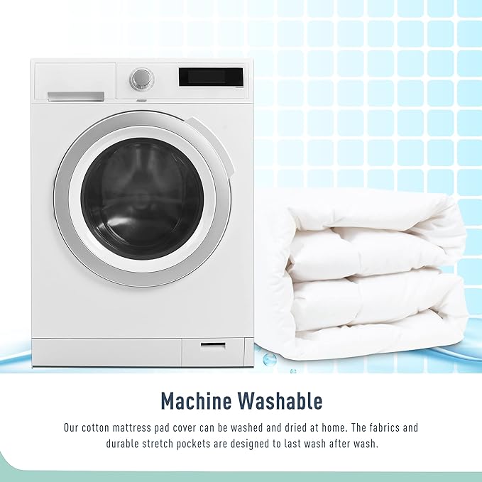 Twin XL Mattress Pad Cotton Mattress Pad Cover for College Dorm Quilted Mattress Cover 18-22" Deep Pocket Mattress Protector Twin XL Size Thin Down Alternative Filling Noiseless & Breathable