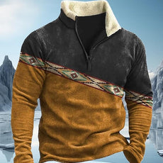 Western Sweatshirts for Men Aztec Cowboy Vintage Graphic Fleece Hoodie Mens Quarter Zip Pullover Country Jacket