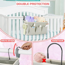 Loghot Bedside Caddy/Bedside Storage Bag Hanging Organizer for Bunk and Hospital Beds,Dorm Rooms Bed Rails,Can be Placed Glasses,Books,Mobile Phones,Keys (New Grey)