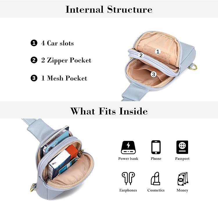 INICAT Travel Small Crossbody Sling Bags Women Cross Body Purses Passport Holder Vegan Leather Fanny Packs Birthday Gifts