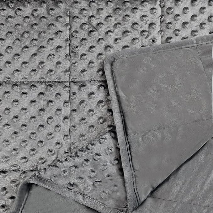 ALANSMA Reversible Weighted Blanket for All Season, Luxury Velvet, Warm and Cool, Adult 15Lb Grey Weighted Blanket, Enjoy Sleeping Anywhere(Grey,60"x80" 15lbs)