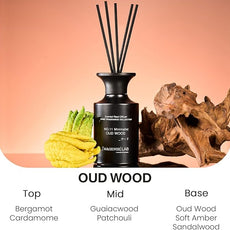 M&SENSE Reed Diffuser Set, 10.14 fl oz Large Reed Diffuser, Oud Wood Scented with Natural Essential Oils, Long Lasting with 7 Sticks, Non-Toxic Home Fragrance Reed Diffuser for Bedroom, Bathroom