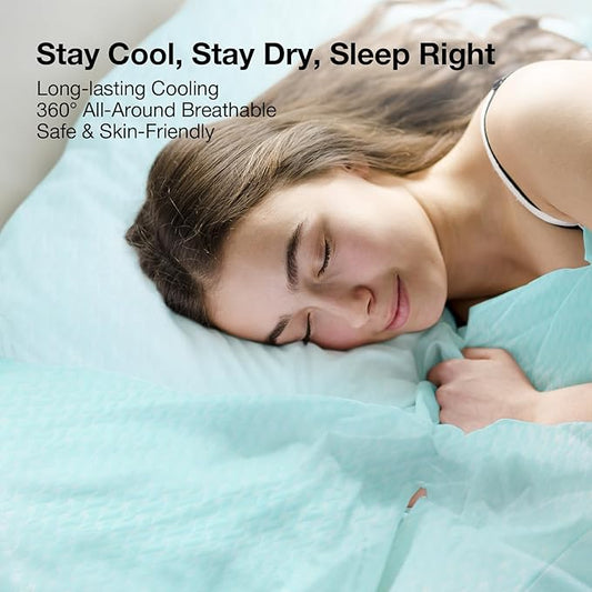 Novilla Full Size Cooling Pad with Pillowcase, Breathable Summer Mattress Topper for 8–21" Beds, Washable Design with Elastic Straps, Lightweight Sleep Mat for Hot Sleepers, Blue