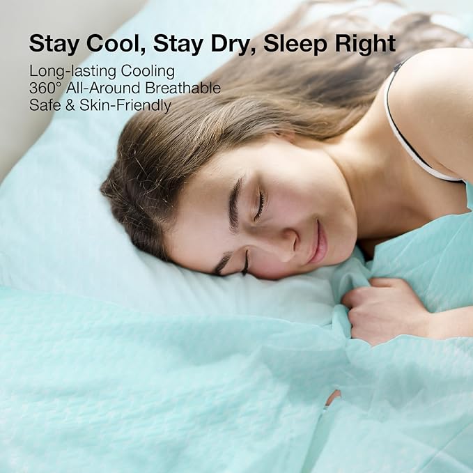 Novilla Summer Sleeping Pad King Size(1 Cooling Mat+2 Pillowcases),Sleeping Mat for 8-21" Mattress,Elastic Bandage,Washable & Breathable Mattress Pad for Hot Sleepers,Blue