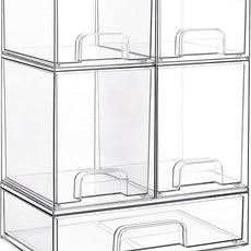 Vtopmart Stackable Storage Drawers Set of 5, Clear Plastic Organizer Bins for Baby Bottle, Beauty Supplies Storage, Ideal for Kichen Countertop, Vanity, Bathroom, Cabinet, Pantry Organization