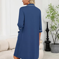 Ekouaer Zipper Robes for Women 3/4 Sleeve Housecoats Knee Length Bathrobe Lightweight Nightgown with Pockets S-3XL