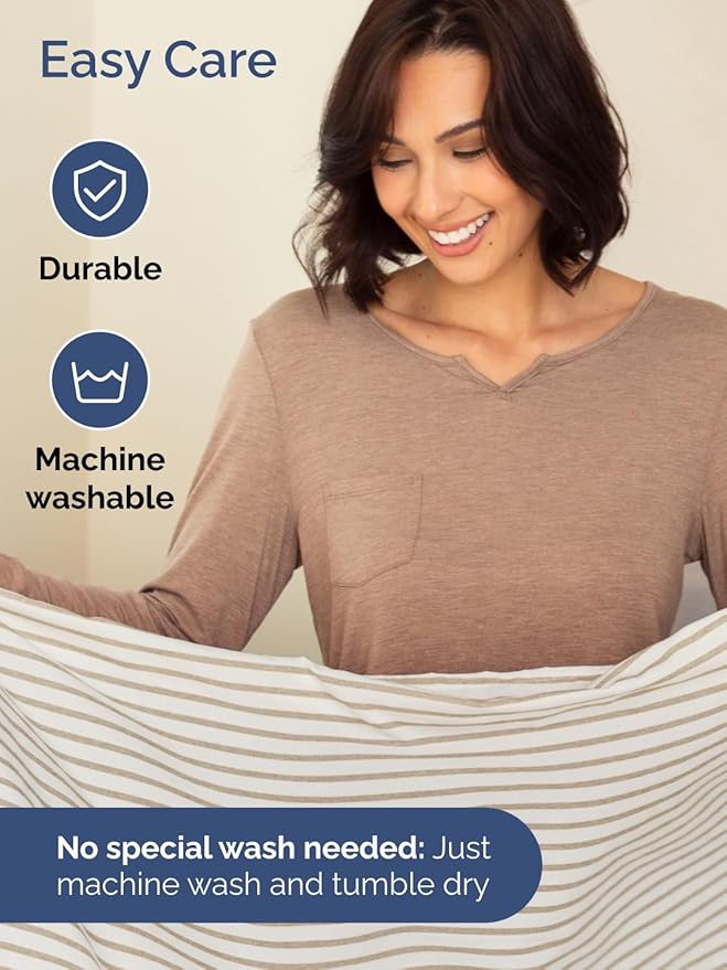 Extra Deep Pocket Twin XL Sheets - 3 Piece Breathable & Cooling Bed Sheets - Hotel Luxury Bed Sheet Set - Soft, Wrinkle Free & Comfy - Easily Fits Extra Deep Mattresses - Beige Striped Sheets Set