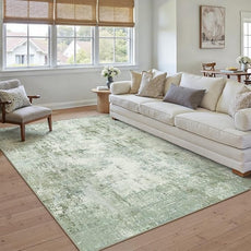 6x9 Washable Area Rug Sage Green Abstract Living Room Bedroom Carpet Neutral Modern Non-Slip Soft Low Pile Lightweight Vacuumable Throw Rug for Dining Room Kitchen