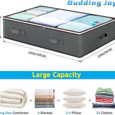 90L Under Bed Storage Containers, Large Capacity Underbed Storage Bags Organizer, Thick Fabric Storage Bins with Clear Window and Reinforced Handles for Blanket Comforter Bedding Clothes, 8 Pack