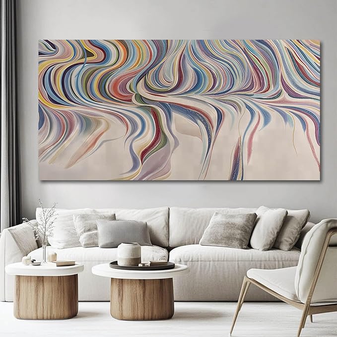 YETHEN WAL Rainbow Swirl Wall Art Colorful Abstract Canvas Prints Modern Fluid Artwork for Living Room Bedroom Office Decor 24x48 Inch