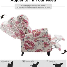 Recliner Chair, Modern Pushback Armchair with Adjustable Backrest & Footrest for Bedroom, Living Room (Pattern Floral,Set of 2)