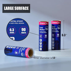 Extra Sticky Large Surface Lint Roller, 6.3'' Giant Lint Roller for Pet Hair, 270 Sheets/ 3 Refills, Long Handle Lint Remover for Clothes, Furniture, Dog & Cat Hair Remover (720 Sheets)