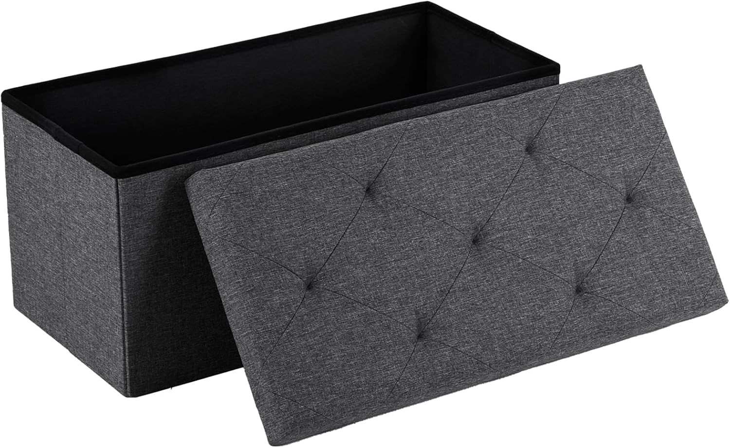 DUMOS 30in Foldable Storage Ottoman Bench, Storage Chest, End of Bed Foot Rest Stool with Padded Seat, Bedroom Bench for Living Room, Bedroom, Support 660lbs, Grey Dormly