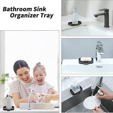 Silicone Bathroom Soap Dishes with Drain Spout-Bathroom and Kitchen Sink Organizer,Sponge Holder,Dish Soap Tray,Perfect for Dispenser,Scrubber,Bottle,Cup on Sink or Counter-Coffee 4.9
